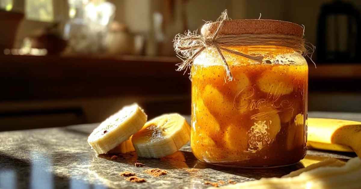 Confiture de Singe Ivre dans un pot en verre avec une cuillère
