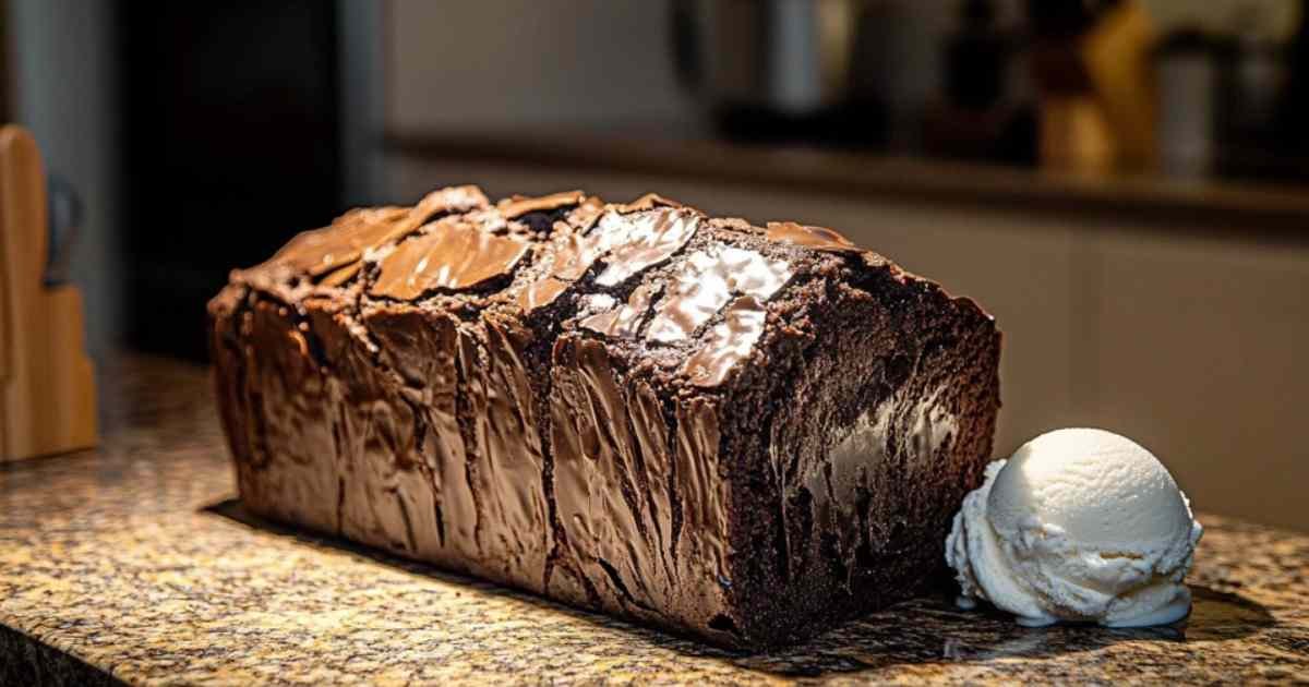 Pain aux brownies au chocolat chaud avec croûte craquée et cœur fondant
