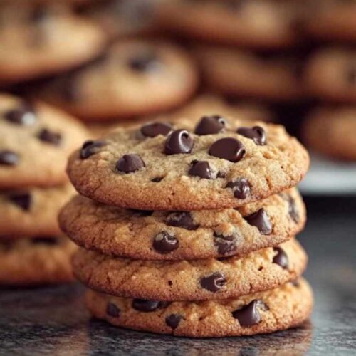 Cookie puffy aux pépites de chocolat coupé en deux montrant sa texture intérieure