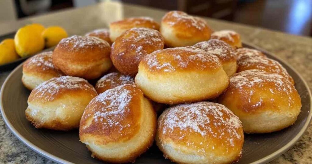 Beignets dorés cuisants dans l’huile chaude