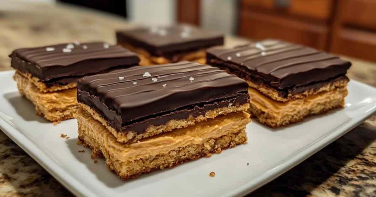 Barres de sandwich au chocolat et beurre de cacahuète sur un plat de service