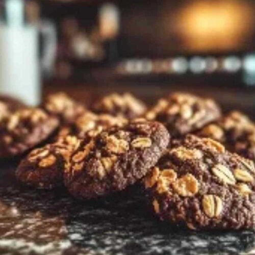 Mélange chocolaté pour cookies sans cuisson dans une casserole.