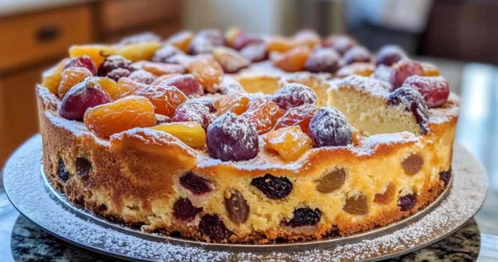 Pastel aux fruits maison fraîchement sorti du four