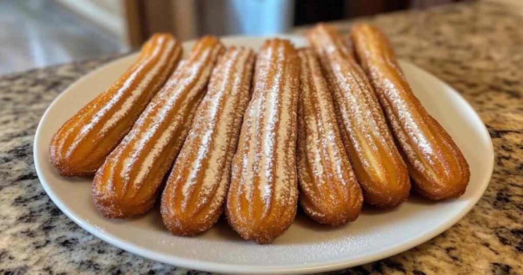 Churros maison croustillants saupoudrés de sucre
