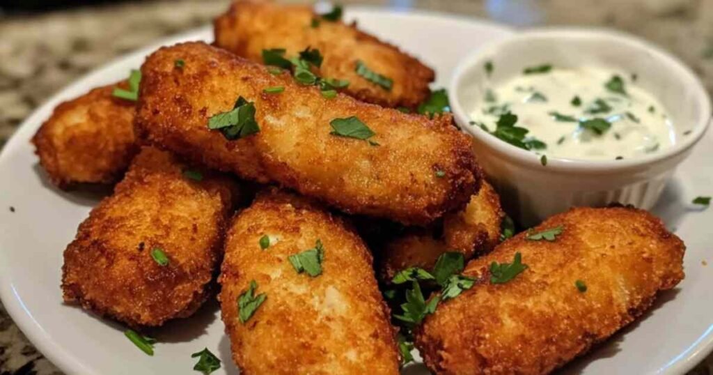 Croquettes de thon aux herbes fraîches dorées et croustillantes servies avec une salade verte