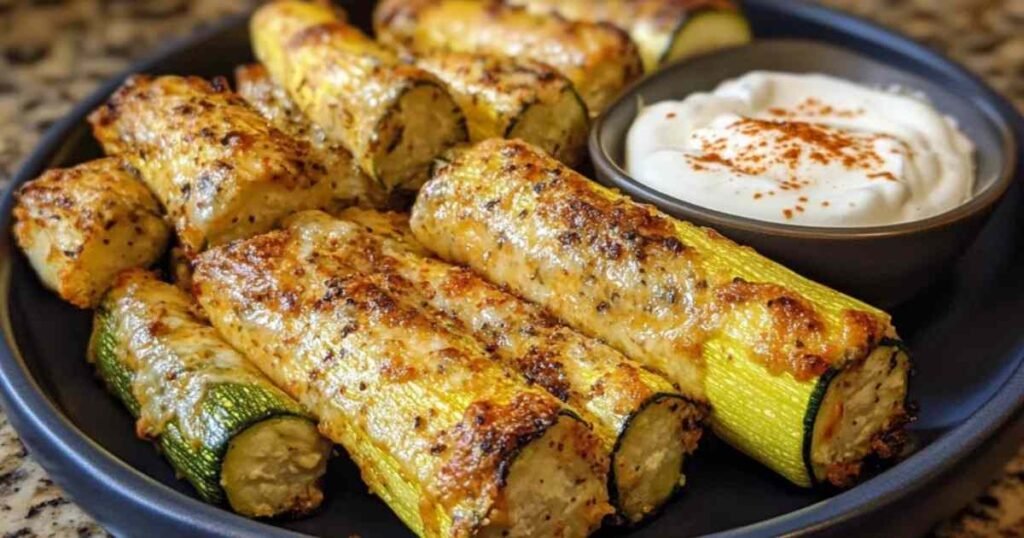 Croustillants courgettes fromage prêts à être enfournés sur une plaque de cuisson