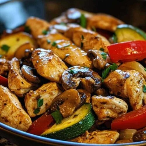 Émincé de poulet servi avec du riz
