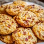 Pâte à cookies au cheddar avec lardons avant façonnage
