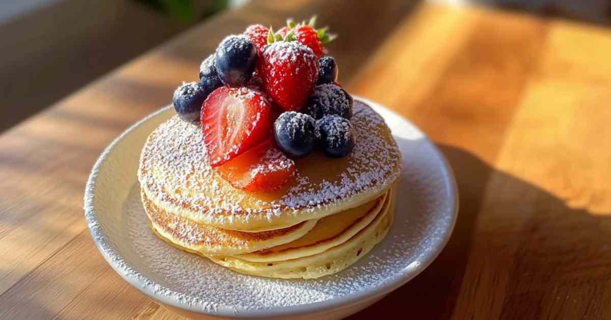 Cuisson de pancakes Kodiak dans une poêle avec des bulles à la surface