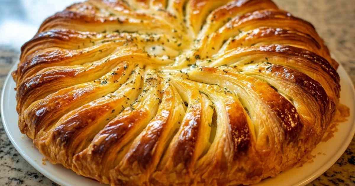 Tarte soleil au fromage servie pour l’apéritif avec des olives