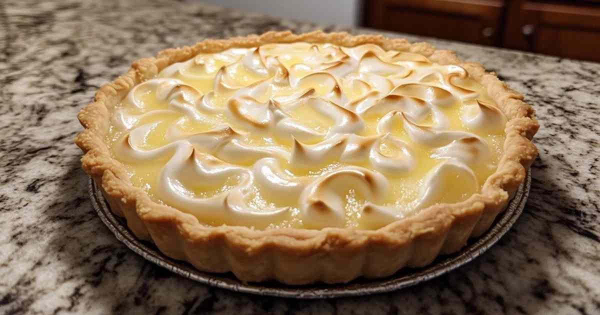 Coupe de tarte au citron meringuée montrant les trois couches
