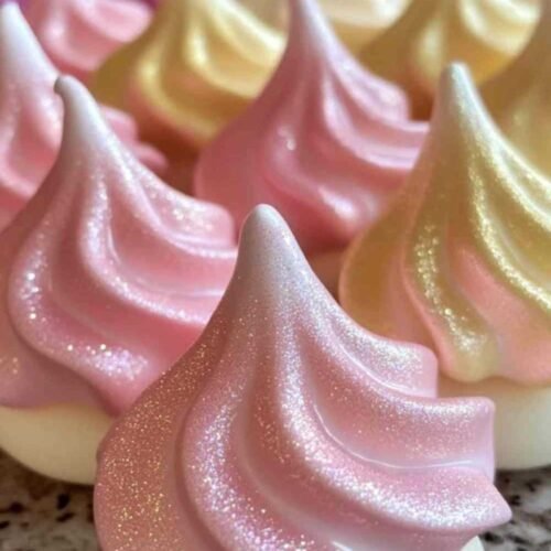 Cookies meringués au jelly colorés disposés sur une assiette blanche
