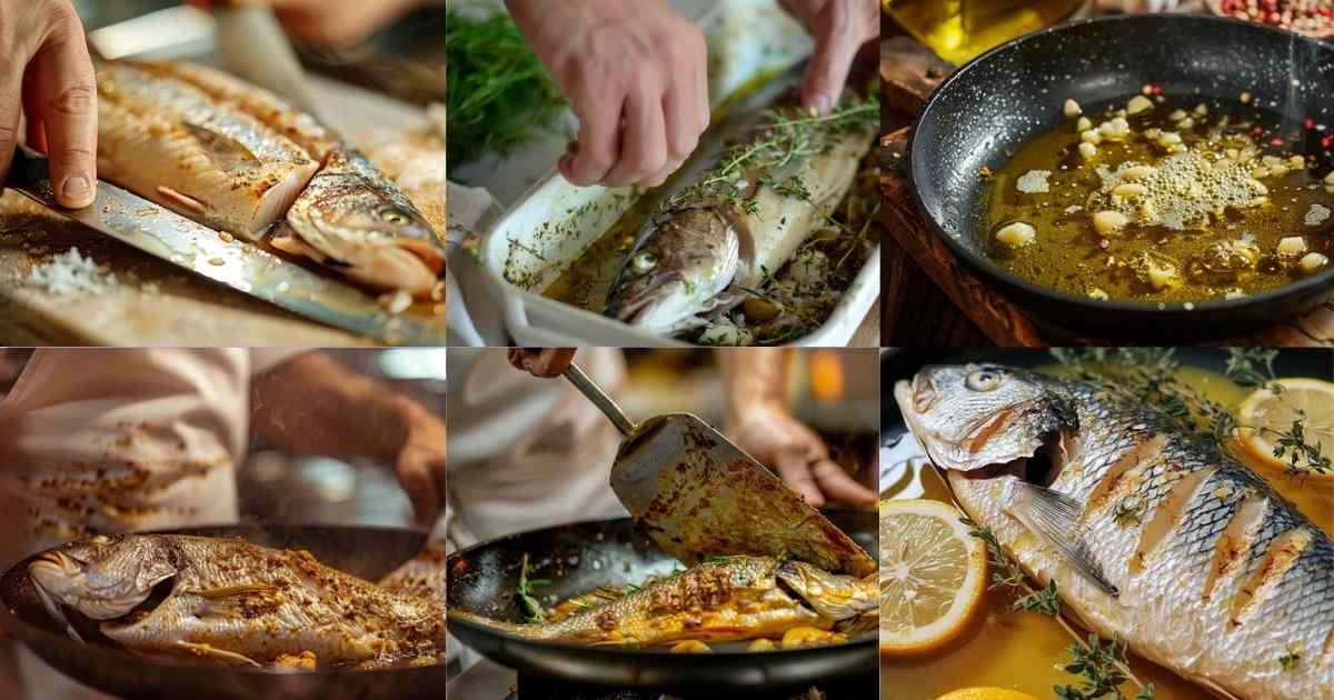 Black bass frais préparé avec incisions pour la cuisson