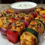 Brochettes de poulet à la grecque marinées au yaourt et aux herbes aromatiques