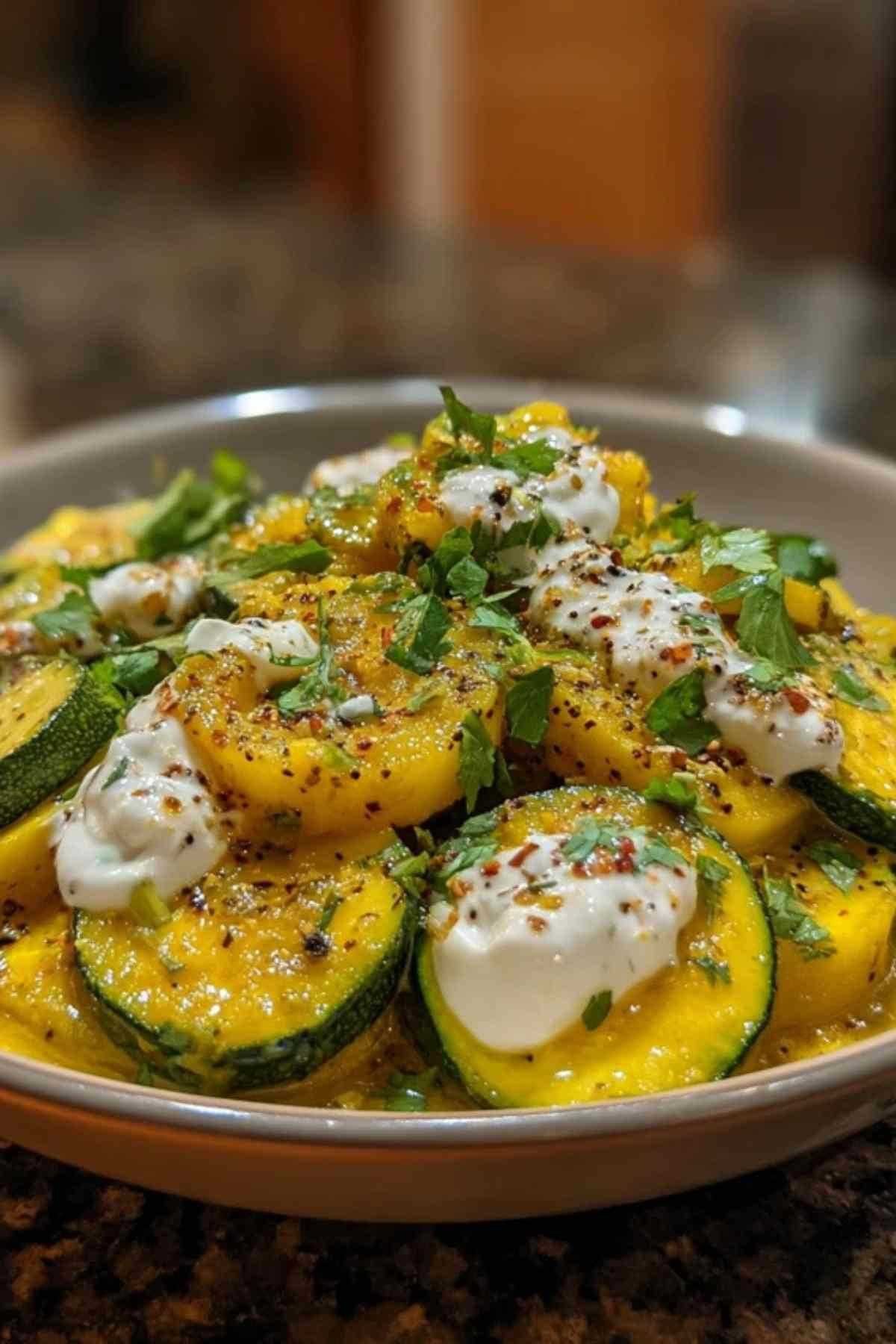 Courgettes poêlées aux épices pendant la cuisson dans une poêle