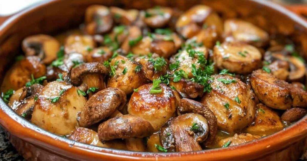 Cuisses de pintade dorées dans une cocotte en fonte