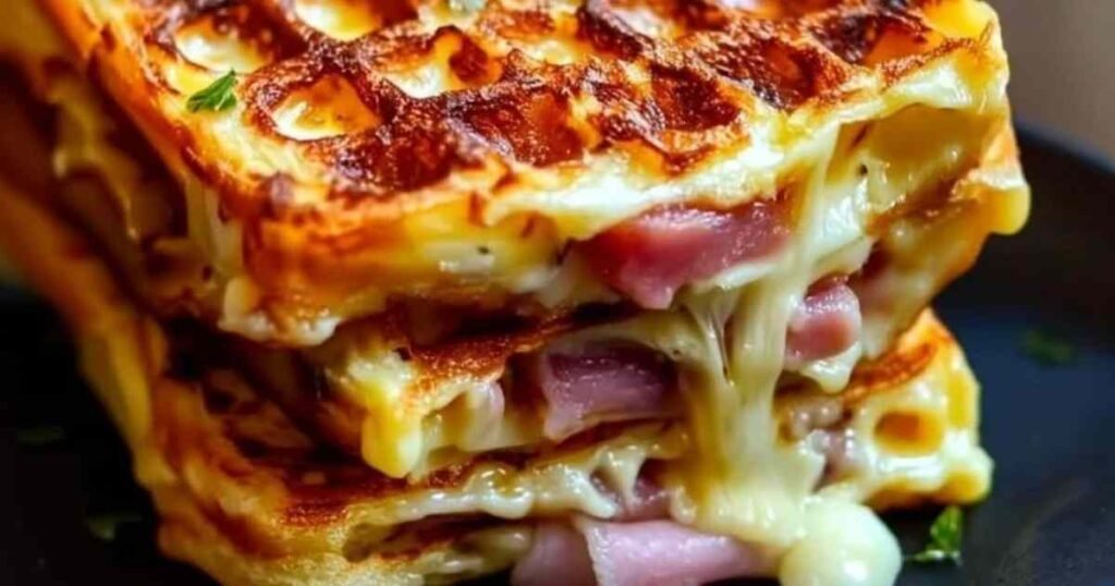 Cuisson d’une gaufre salée dans un gaufrier