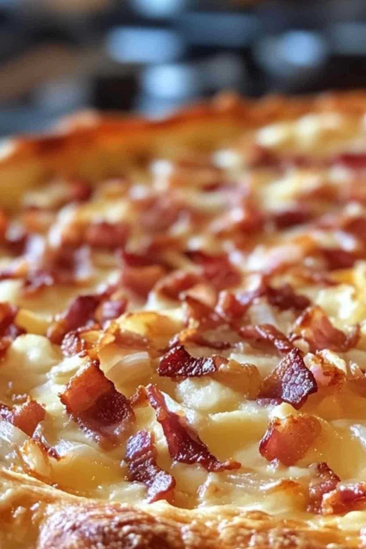 Tarte flambée servie avec salade verte et vin blanc d'Alsace