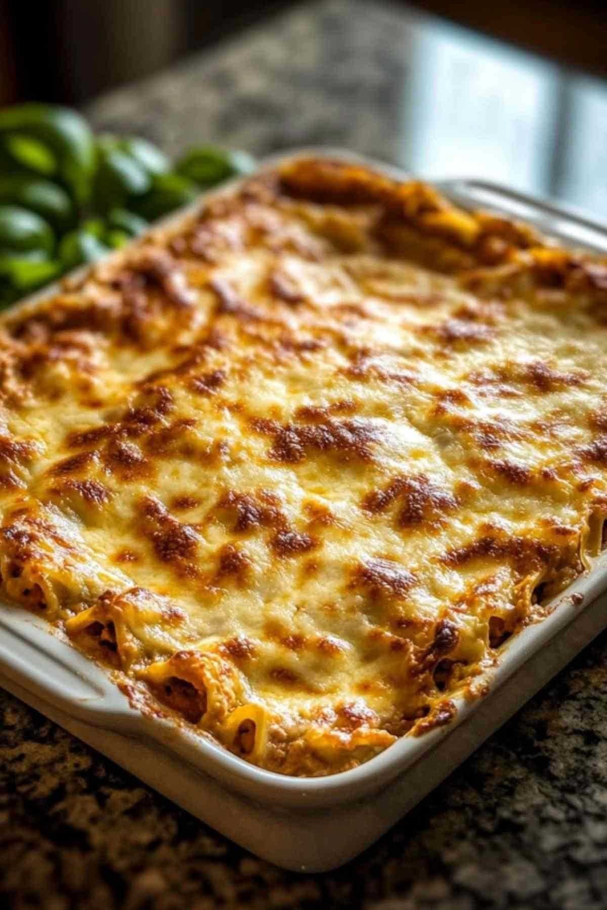 Lasagnes au butternut et chèvre gratinées servies à table
