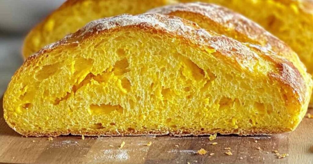 Tranche de pain au maïs montrant sa texture intérieure