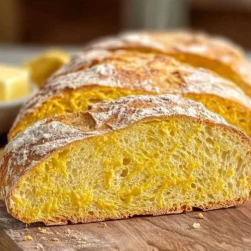 Pain au maïs servi avec du beurre et du miel