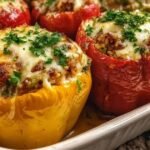 Poivrons farcis faciles cuits avec fromage gratiné