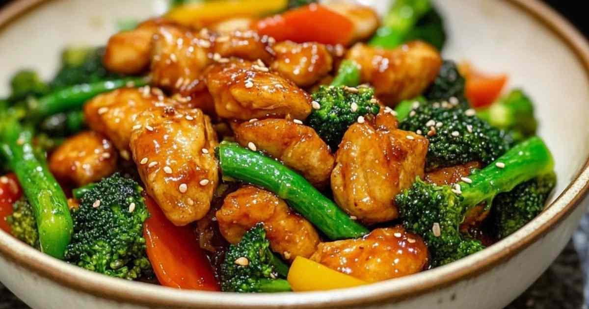 Ingrédients pour sauté de poulet et brocoli disposés sur un plan de travail