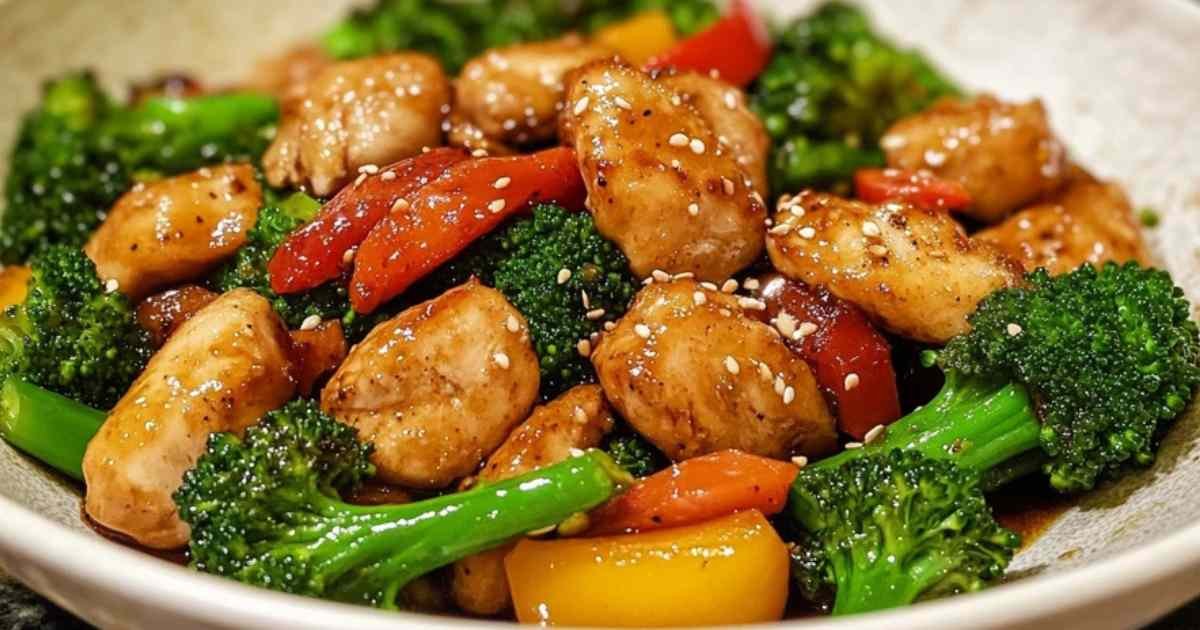 Assiette de sauté de poulet et brocoli avec riz blanc
