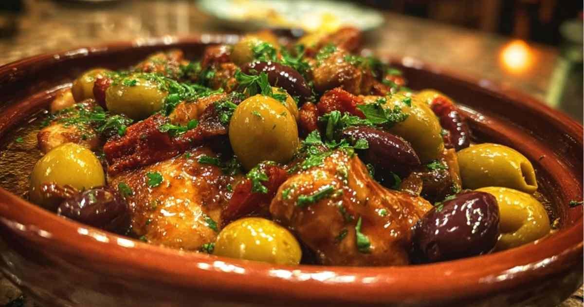 Sauté de veau aux olives dans une cocotte en fonte