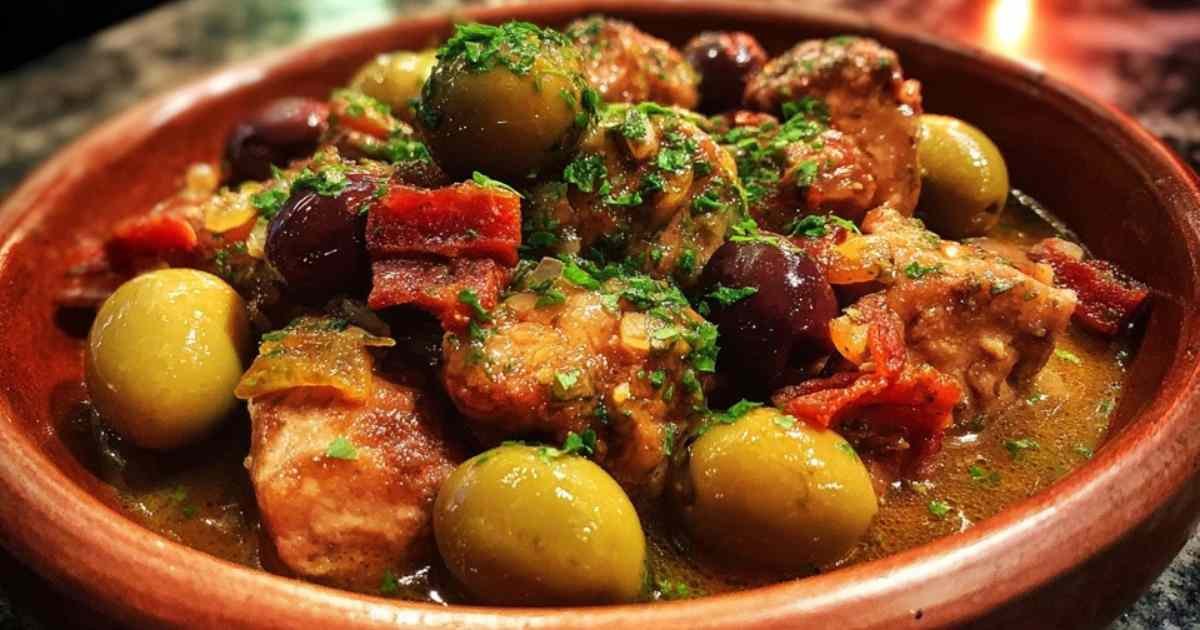 Préparation des ingrédients pour le sauté de veau aux olives