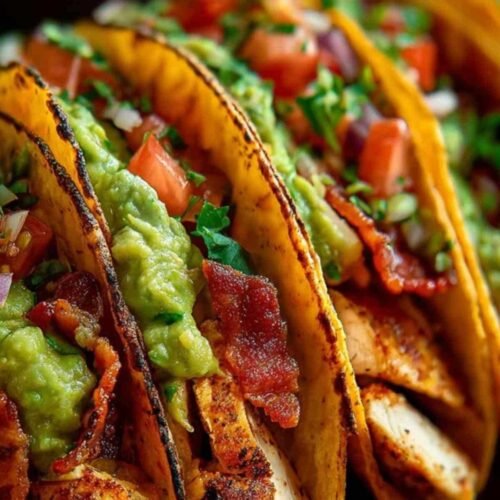 Tortillas façon tacos au poulet et guacamole