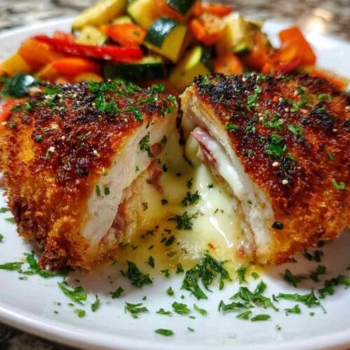 Ingrédients pour cordon bleu de poulet disposés sur plan de travail