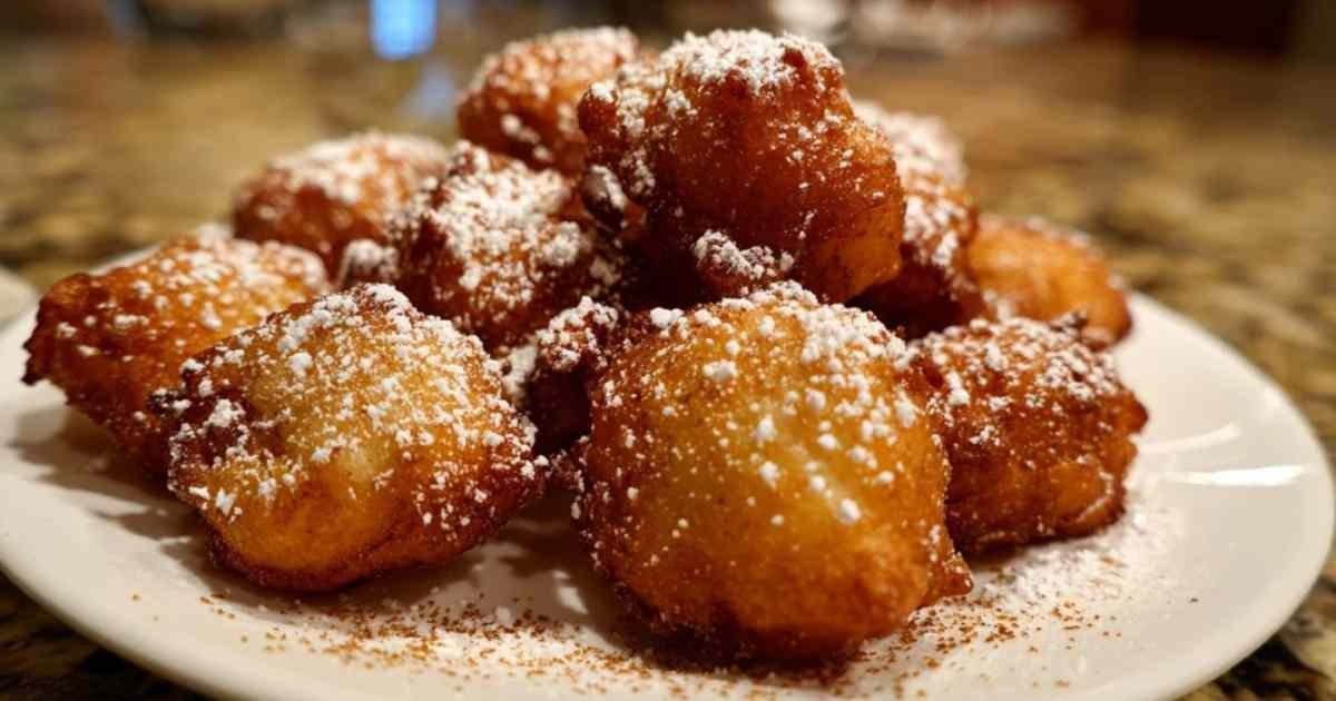 Une main trempant une rondelle de pomme fraîche dans un bol de pâte à beignet lisse et onctueuse avant la friture.