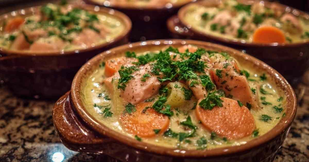 Gros plan sur une sauce à la crème onctueuse en préparation dans une casserole, avec un fouet.