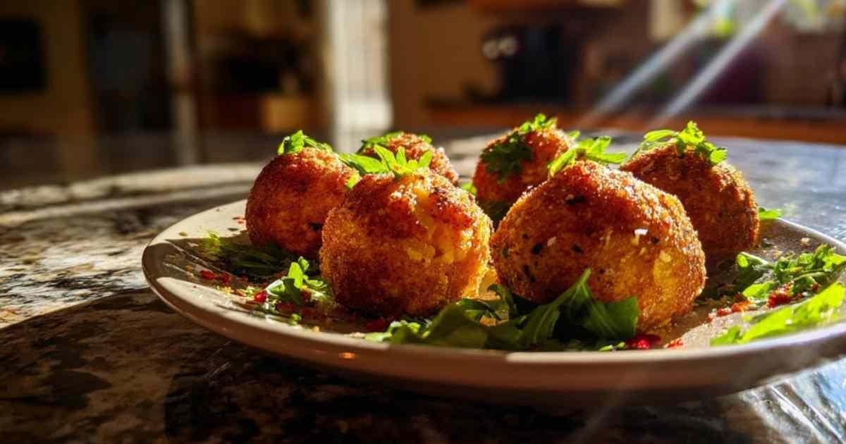 Boulettes de pommes de terre carottes servies dans assiette avec sauce yaourt
