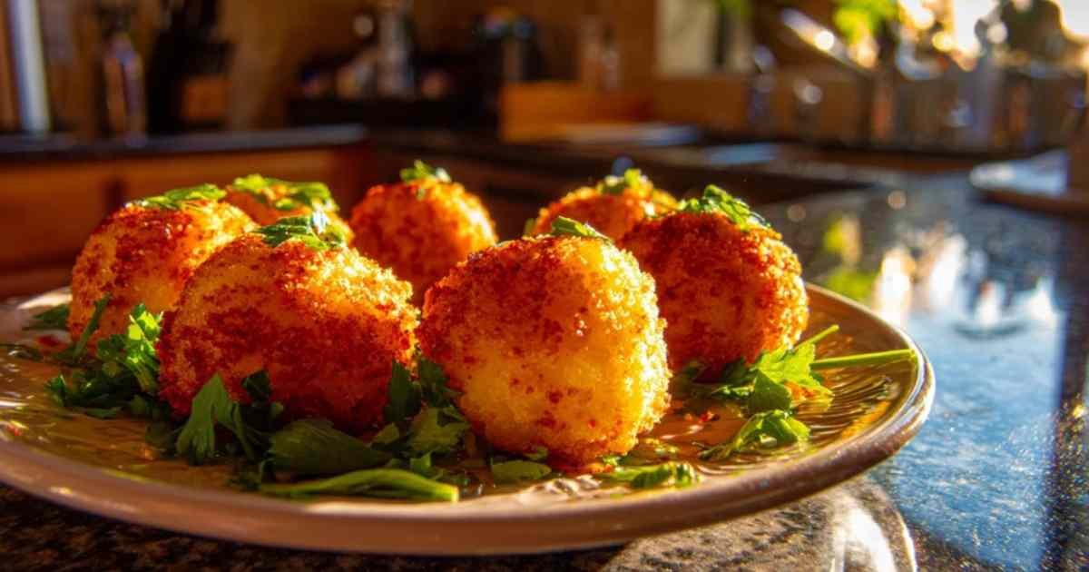 Boulettes de pommes de terre et carottes dorées au four sur plaque de cuisson