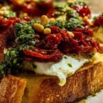 Préparation du pesto de basilic frais pour bruschetta