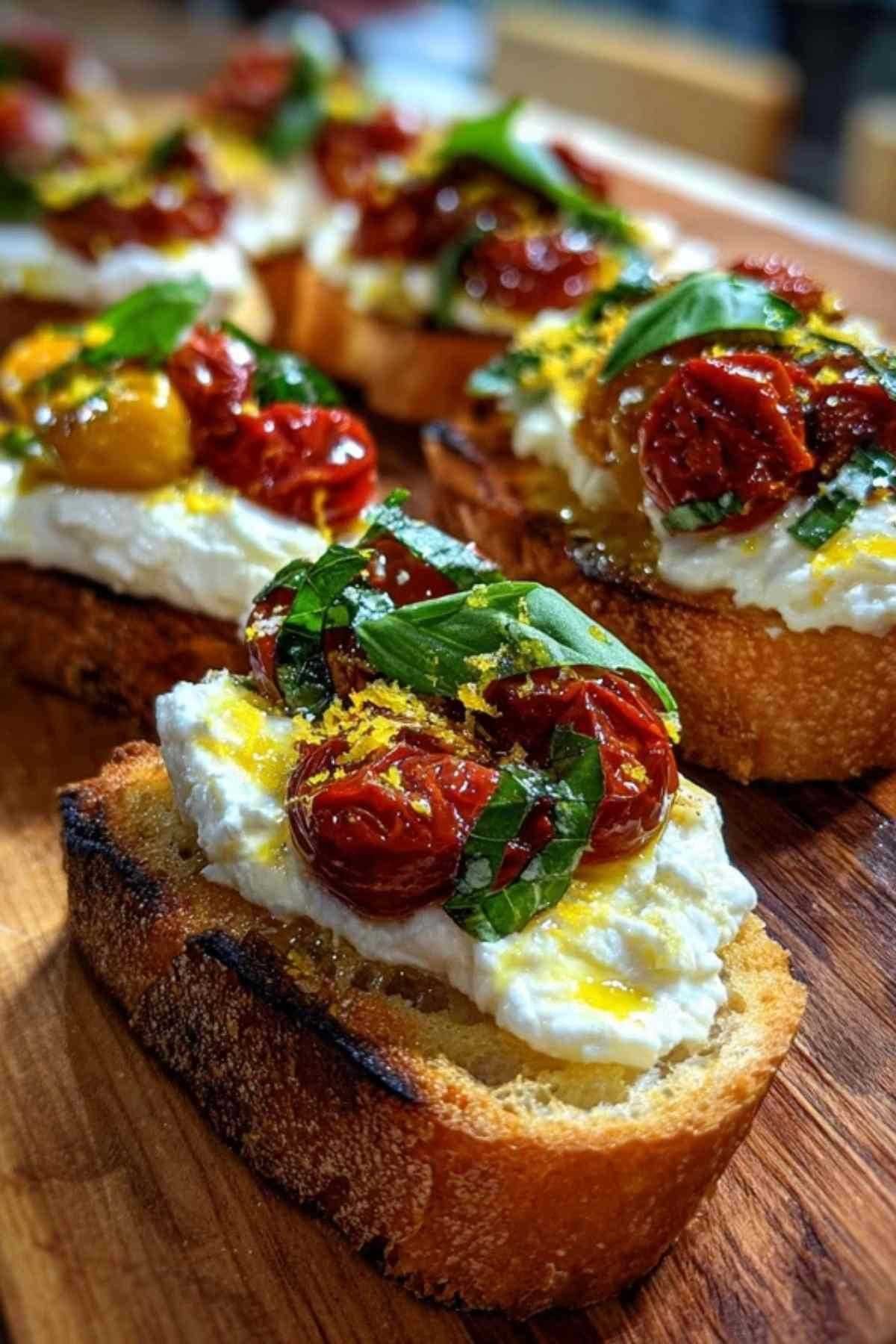 bruschettas burrata et tomates confites