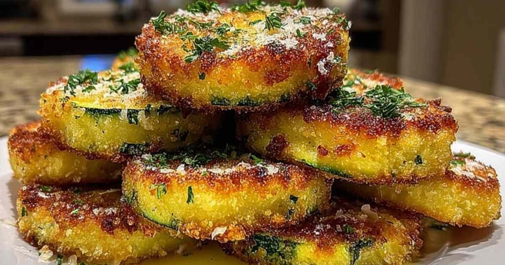 Cordons bleus de courgette panés dorés dans une poêle