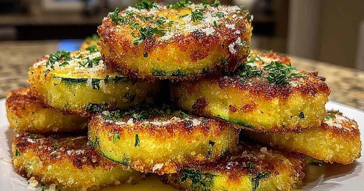 Cordons bleus de courgette panés dorés dans une poêle