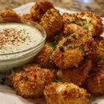 Nuggets de chou-fleur crus et panés, bien alignés sur une plaque de cuisson recouverte de papier sulfurisé, prêts à être enfournés.