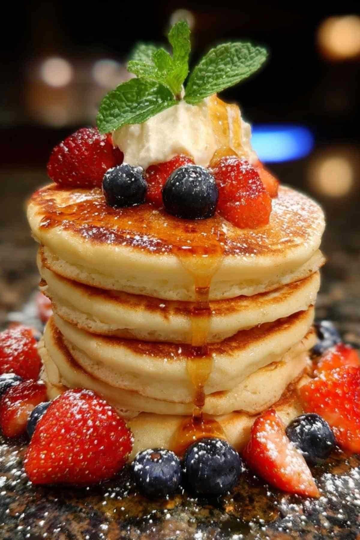 Préparation de la pâte à pancakes au yaourt dans un saladier en verre.