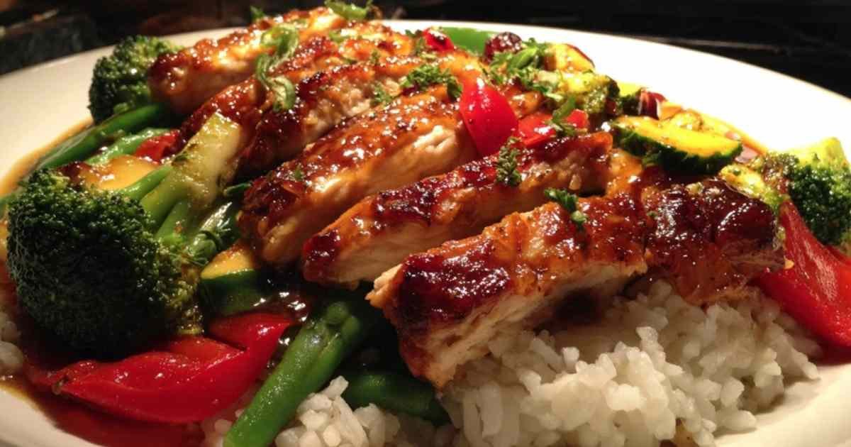 Ingrédients pour poulet asiatique disposés sur plan de travail avec légumes frais