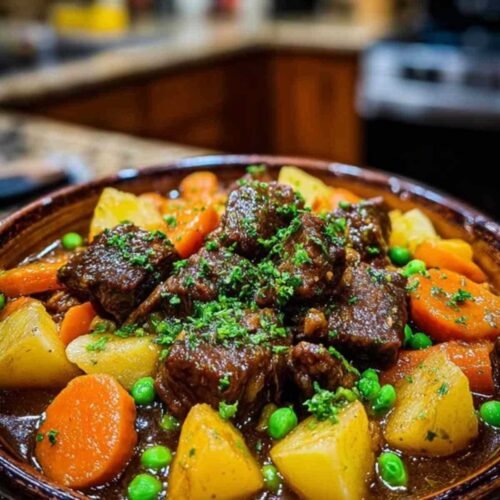 Ingrédients pour la recette du ragoût de bœuf, incluant les morceaux de viande, les carottes, les oignons et le bouquet garni.
