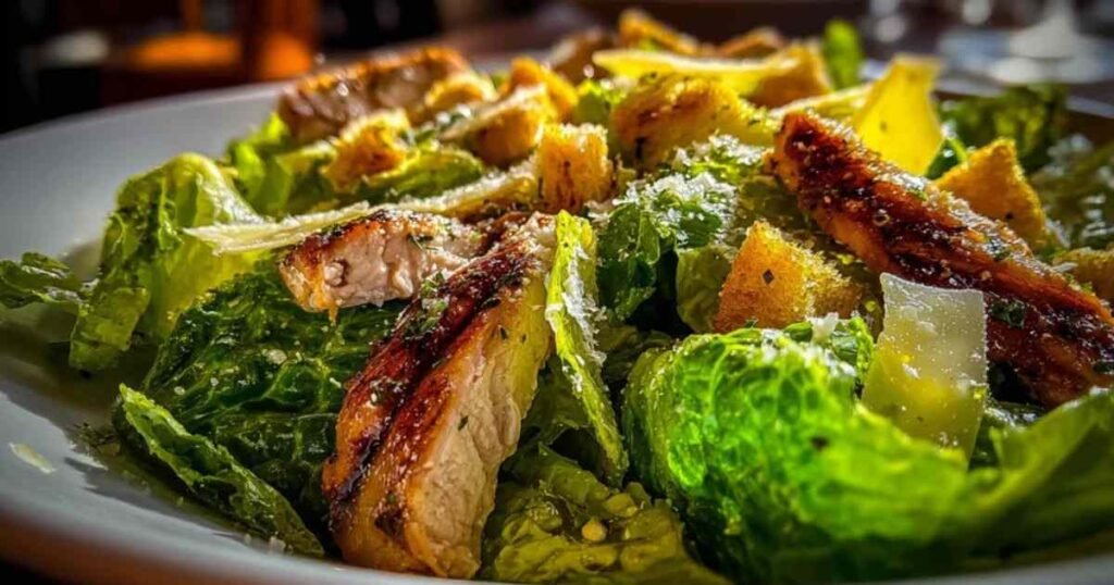 Ingrédients pour la vinaigrette césar maison dans un bol en verre : huile d'olive, citron, moutarde et ail.