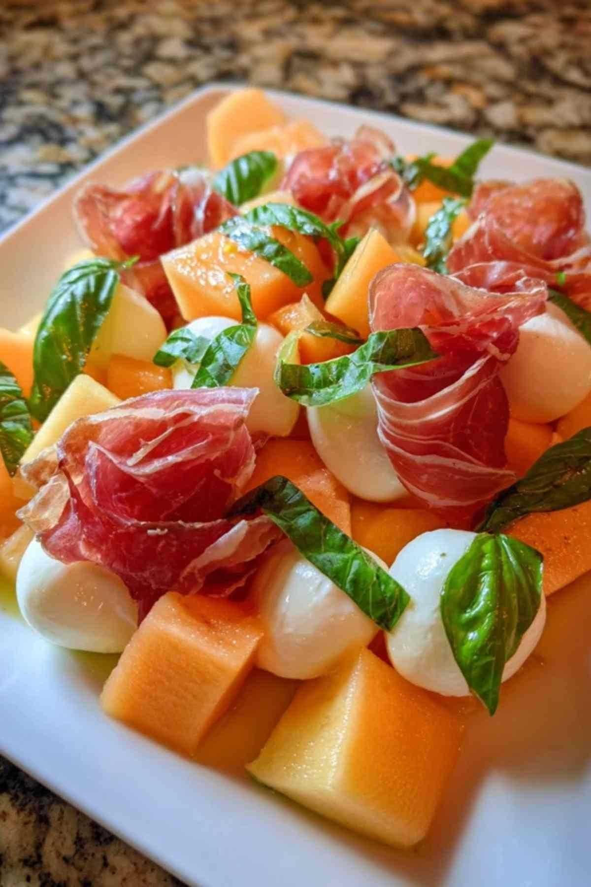 Salade melon jambon mozzarella