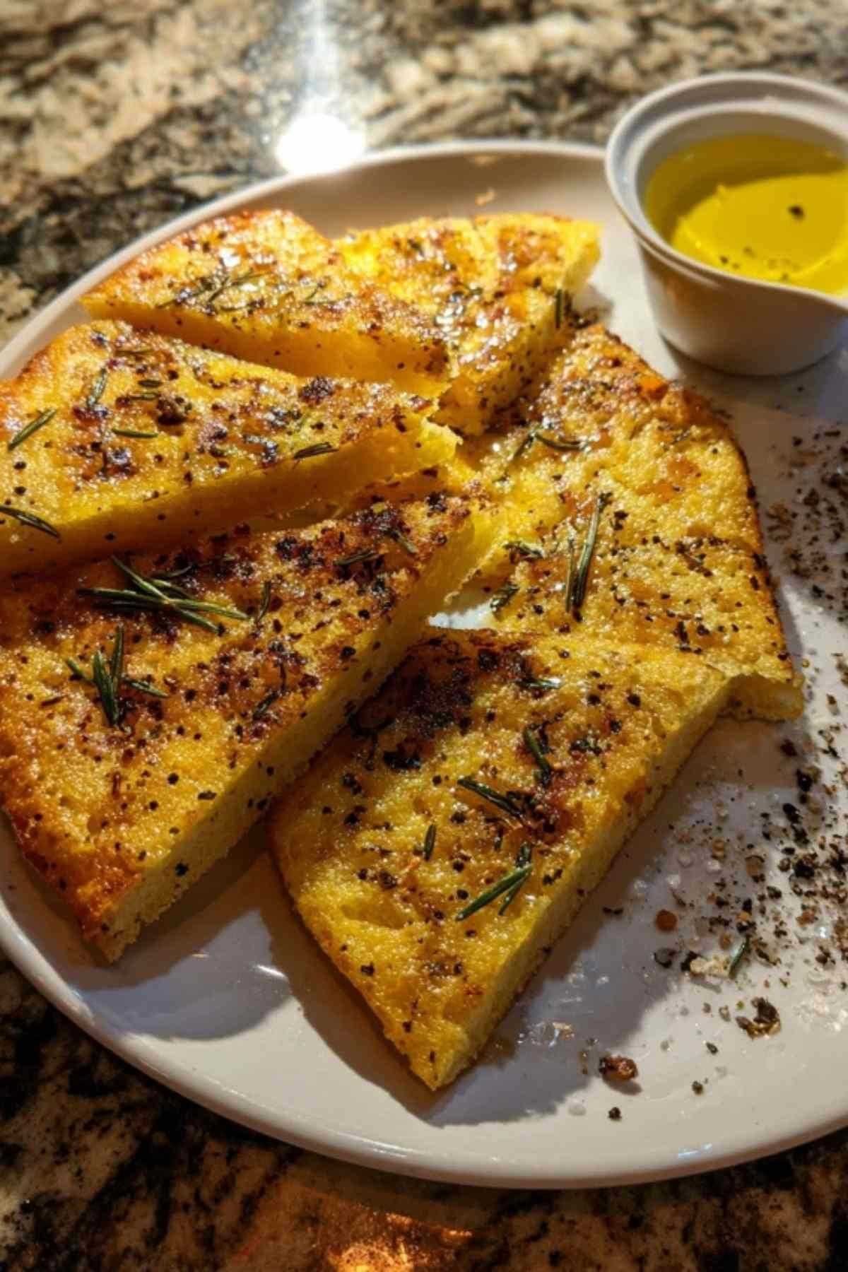 Pâte à socca versée dans une poêle en fonte chaude qui grésille dans un four.