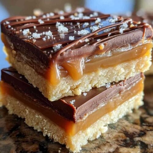 Caramel doré onctueux versé sur shortbread pour recette millionnaire
