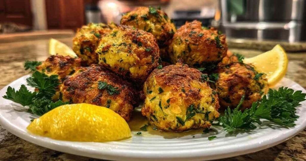 Assiette de boulettes de courgettes avec sauce tzatziki