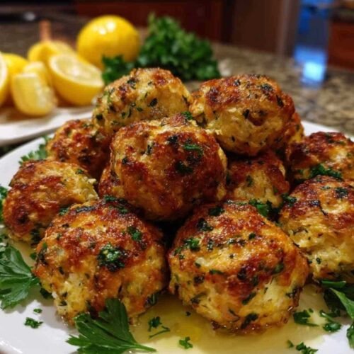 Boulettes de courgettes dorées sortant du four